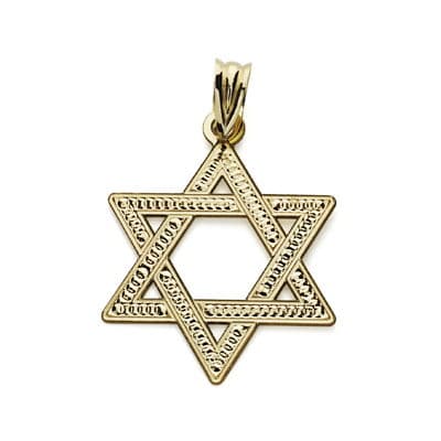 Colgante Estrella de David 22 mm Tallada de oro amarillo 18K