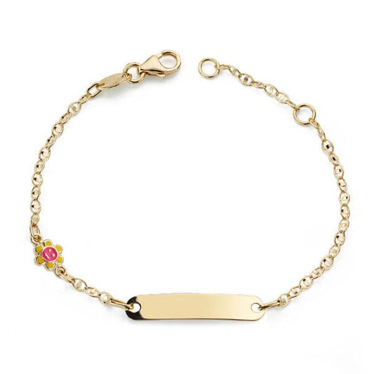 Pulsera Esclava Sol Esmalte 14 cm de oro amarillo 18K