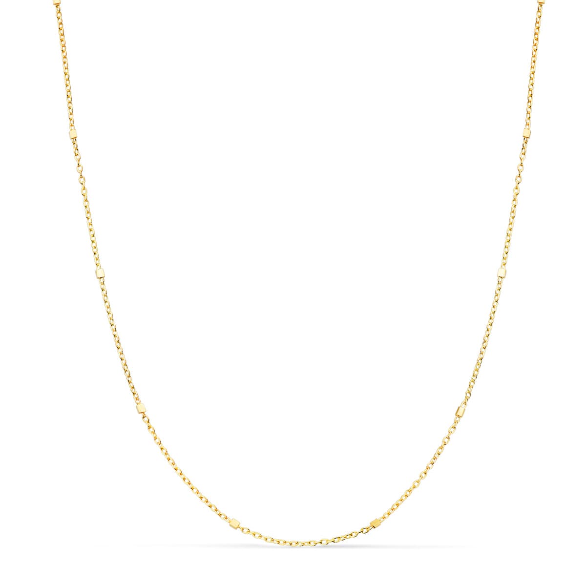 Cadena Maciza Combinada Forzada y Cubos. Largo 45 cm Ancho 1 mm de oro amarillo 18K