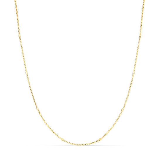 18K CADENA MACIZA ORO AMARILLO COMBINADA FORZADA Y CUBOS. LARGO 45CM ANCHO 1 MM