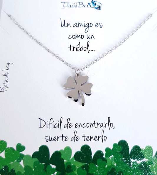 Joyas Con Mensaje - Coll552 Collar Vive - Trebol - Senora