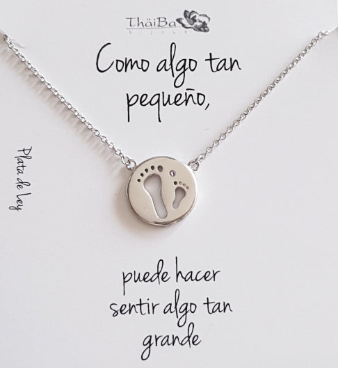 Dia De La Madre - Coll579 Collar Plata Pie Mama - Senora