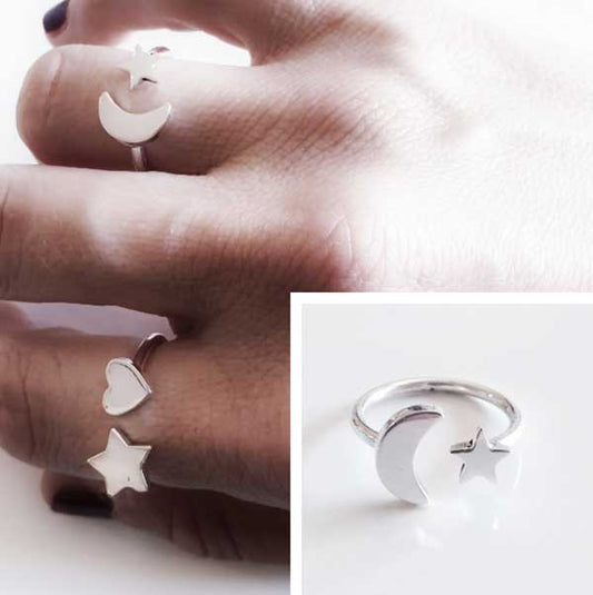 Anillos De Plata - 4081 Anillo Moon Star - Senora