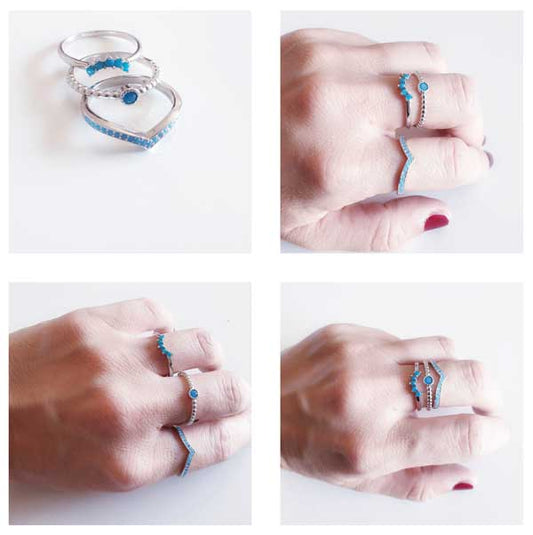 Anillos De Plata - 4051 Anillo Tres En Uno - Senora