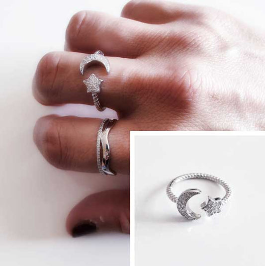 Anillos De Plata - 4081 Anillo Estrella Luna - Senora