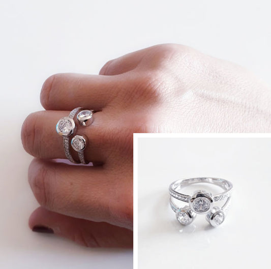 Anillos De Plata - 4009 Trio Circonitas - Senora