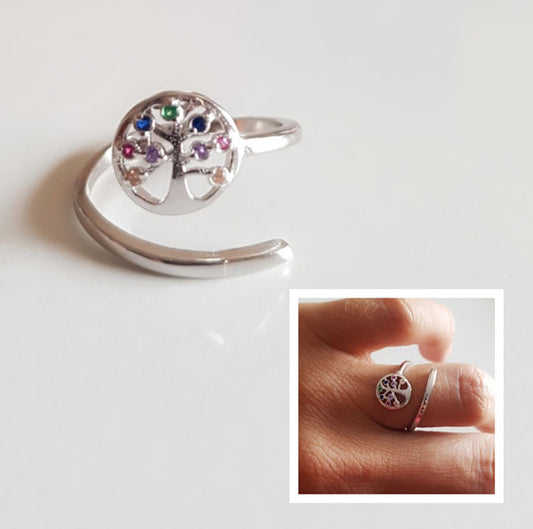 Anillos De Plata - 2845 Anillo Arbol Vida Color - Senora
