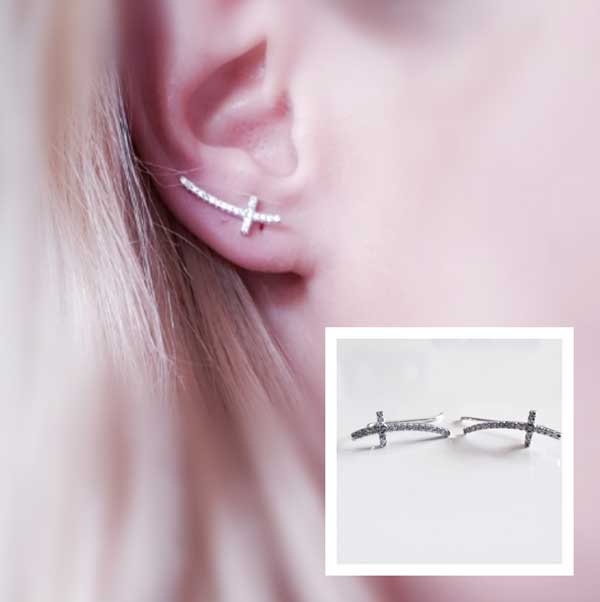 Pendientes Trepadores - 3820 Trepador Cruz Plata - Senora