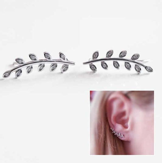 Pendientes Trepadores - 3822 Trepador Hojas Plata - Senora