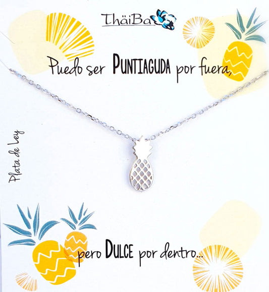 Joyas Con Mensaje - Coll711 Collar Pina Plata - Senora