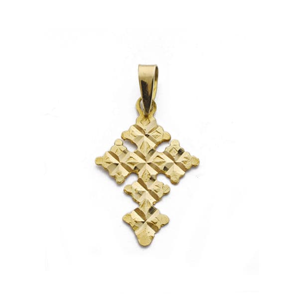 18K GOLGANTE ORO AMARILLO CRUZ CANJAYAR 23 X 16 MM
