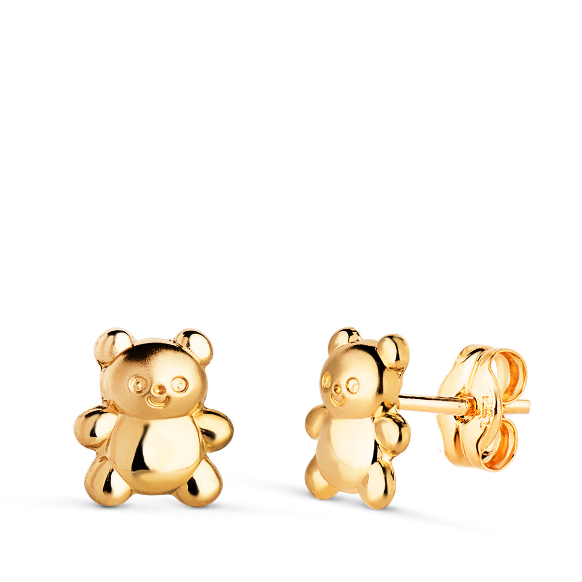 Pendientes Osos Mate y Brillo. Medida: 7 x 6 mm. de oro amarillo 18K