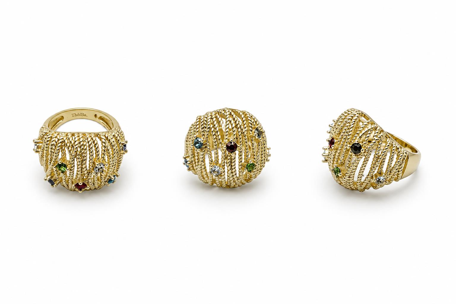 Anillo filigrana de aleación de metales con baño de oro de 14 quilates - Joyería Zafir