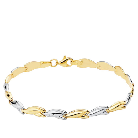 Pulsera Bicolor Estampacion 19 cm 18K