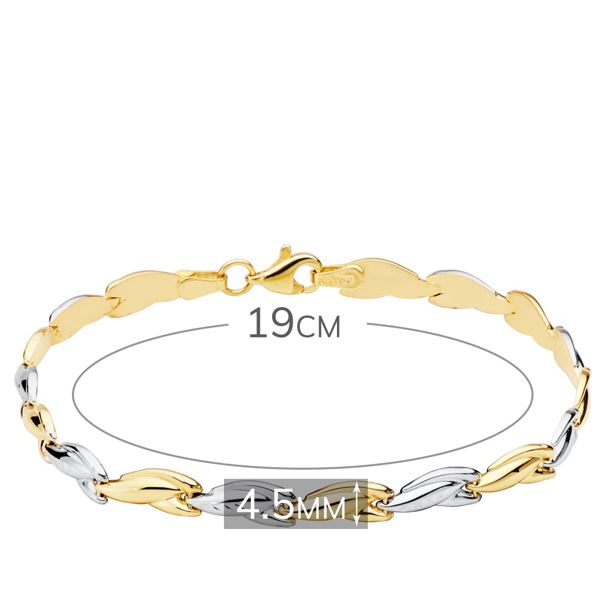 Pulsera Bicolor Estampacion 19 cm 18K