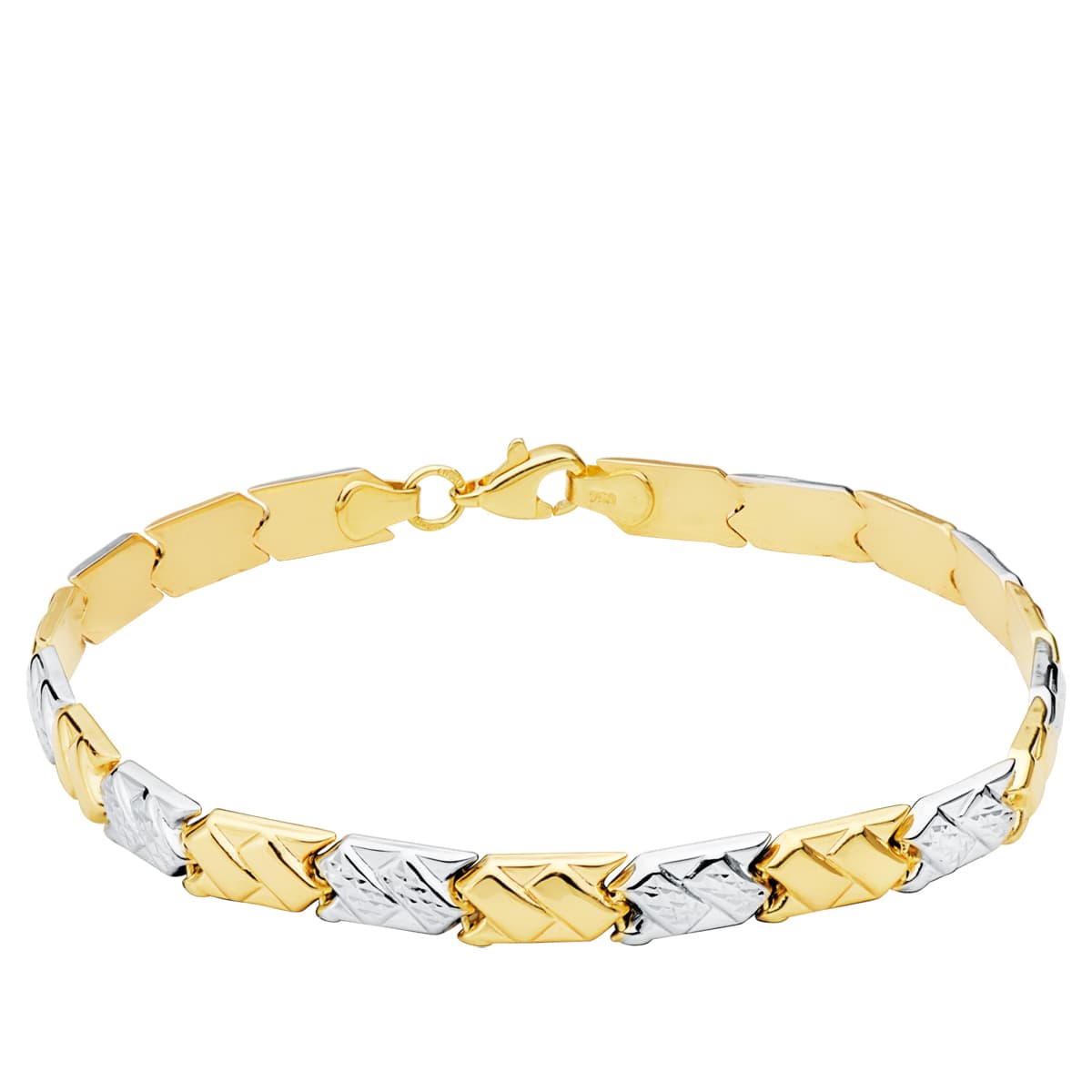Pulsera Bicolor Estampacion 19 cm 18K