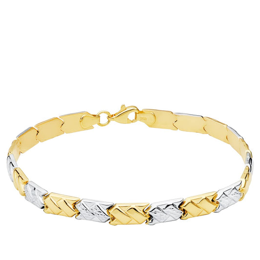 Pulsera Bicolor Estampacion 19 cm 18K