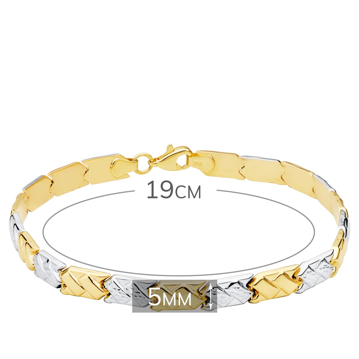 Pulsera Bicolor Estampacion 19 cm 18K