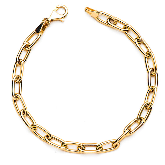 Pulsera Eslabones Huecos Ancho: 5 mm. Largo: 19 cm de oro amarillo 18K