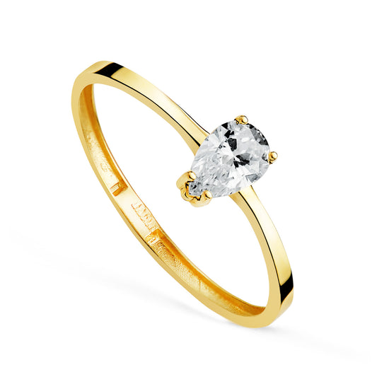 18K SORTIJA ORO AMARILLO DIAMANTE LABORATORIO TALLA PERA 0,35 QTES. VS2 - G. ANCHO: 6 MM