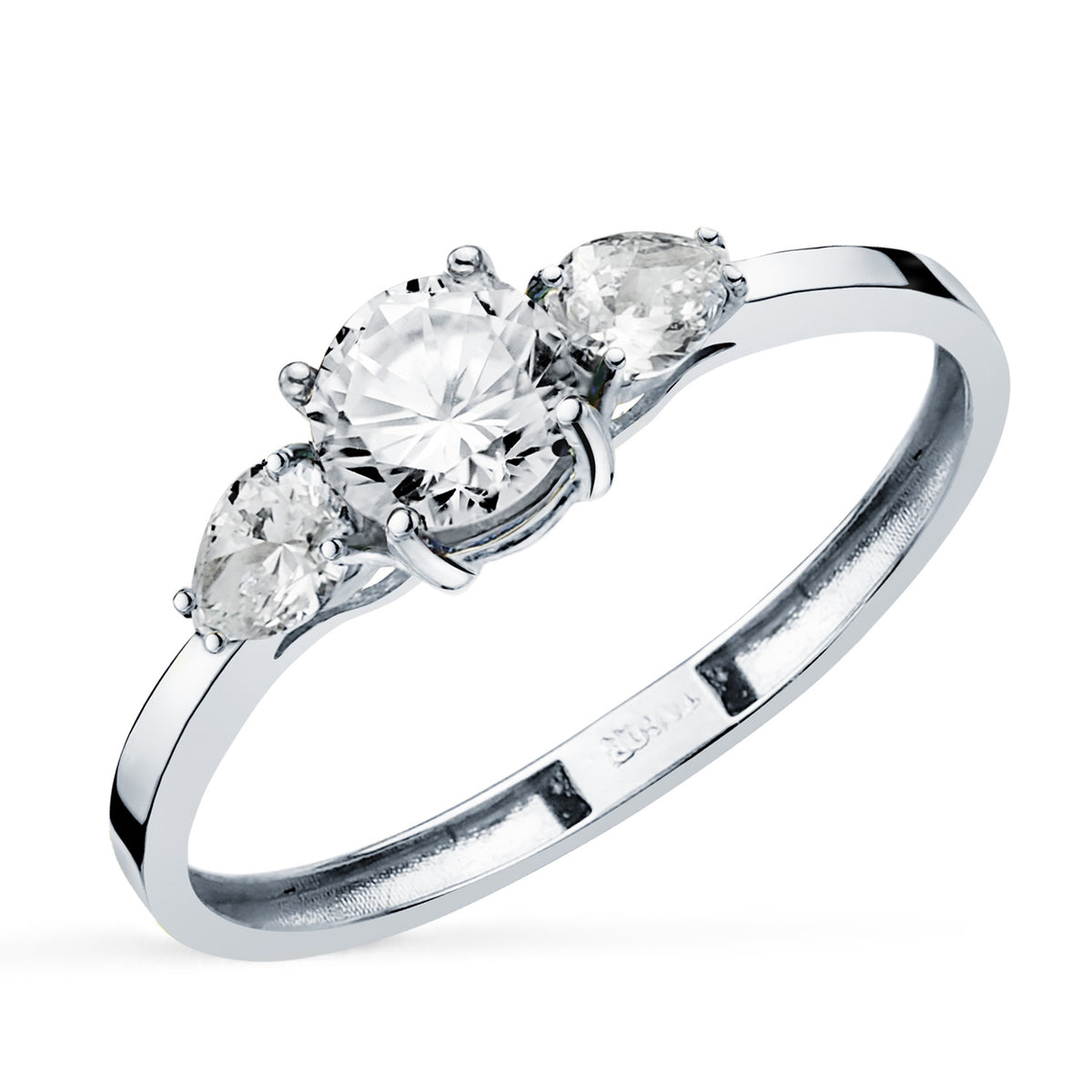 Sortija Diamantes Laboratorio Talla Pera y Talla Brillante 5 mm. 0,79 Qt. Vs2 - E de oro blanco 18K