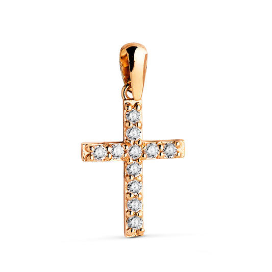 18K COLGANTE CRUZ ORO AMARILLO 11 DIAMANTES LABORATORIO 0,230 QTS. G-VS2. MEDIDA: 17 X 11,5 MM