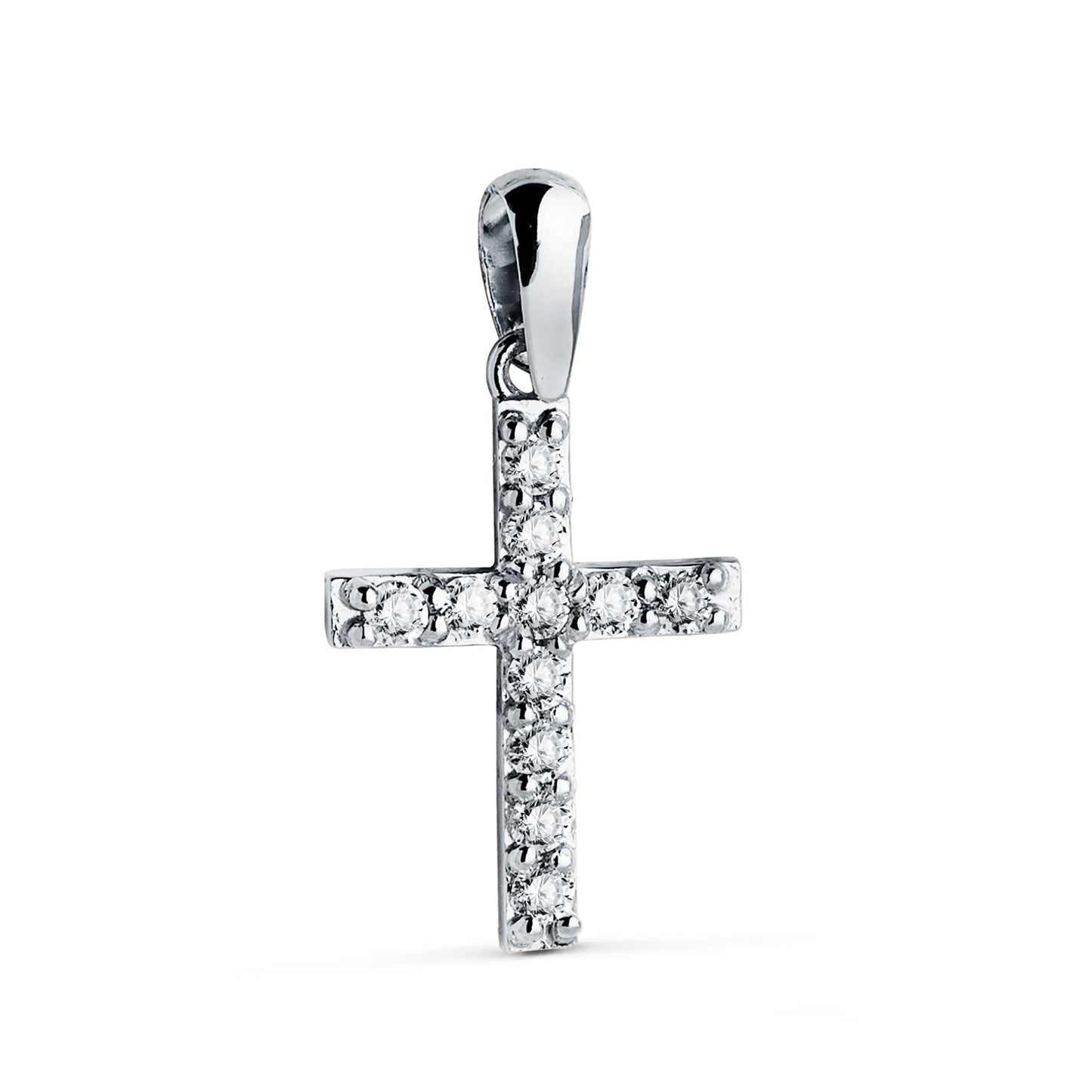 18K COLGANTE CRUZ ORO BLANCO 11 DIAMANTES LABORATORIO 0,230 QTS. G-VS2. MEDIDA: 17 X 11,5 MM
