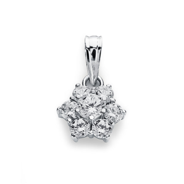 Colgante Cuajo 7 Circonita 10 x 9 mm de oro blanco 18K