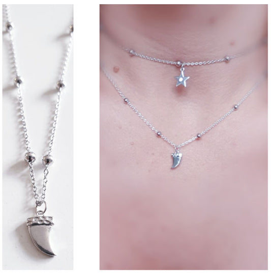 Gargantilla Plata - 3506 Collar Choker Colmillo - Senora