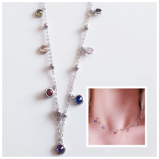 Gargantilla Plata - 3509 Collar Circonita Color - Senora