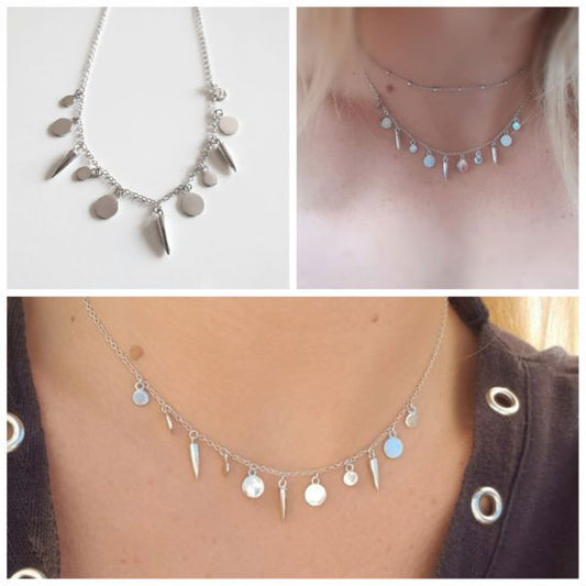 Gargantilla Plata - 3952 Collar Glam Colgantitos - Senora