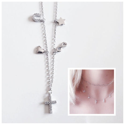 Gargantilla Plata - 3946 Collar Multicharm Circon - Senora