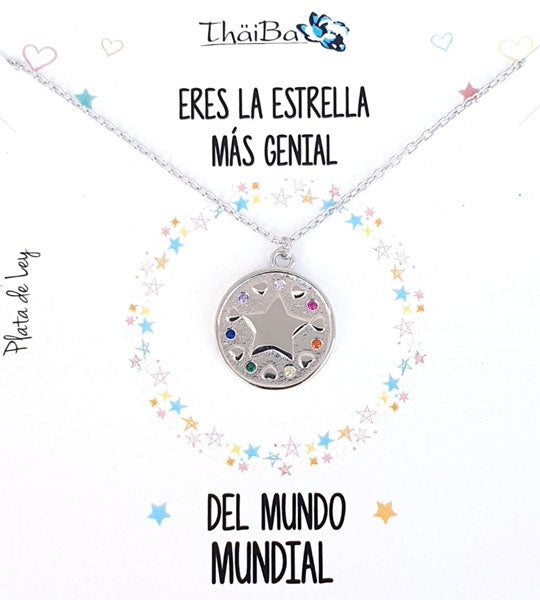 Joyas Con Mensaje - Coll723 Collar Vive - Estrella - Senora