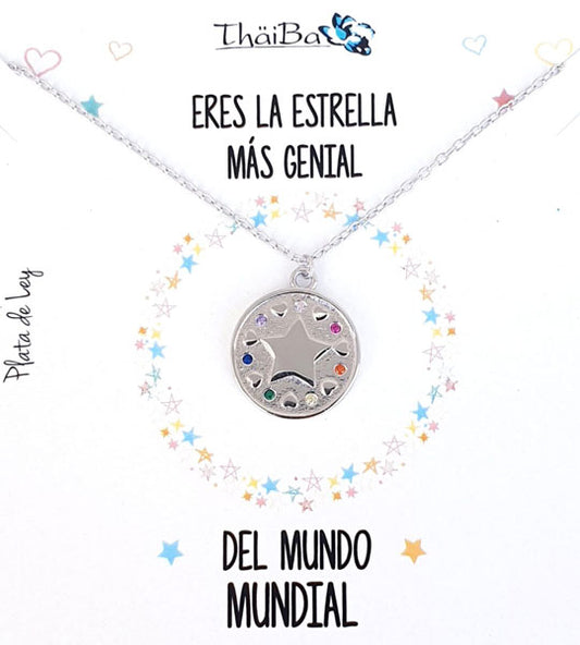 Joyas Con Mensaje - Coll723 Collar Vive - Estrella - Senora