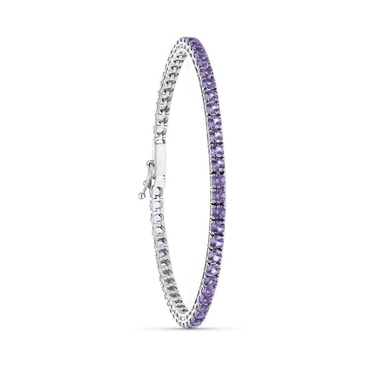 Pulsera Piedras Amatistas 19 cm de oro blanco 18K