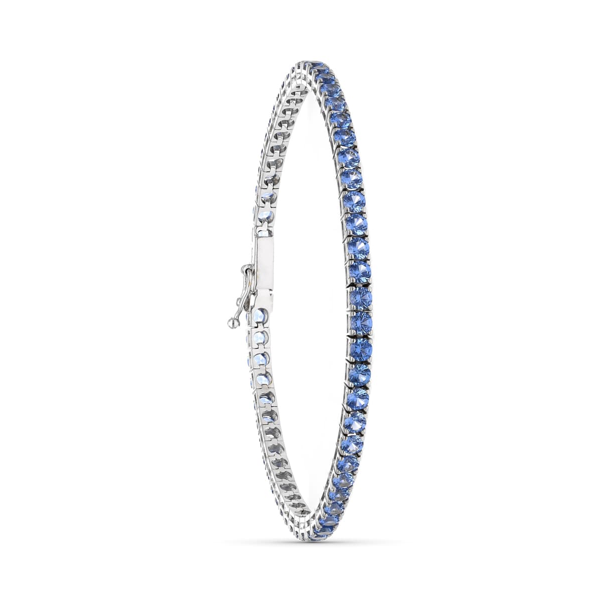 Pulsera Piedras Azules 19 cm de oro blanco 18K