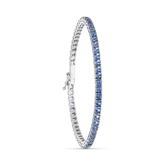 Pulsera Piedras Azules 19 cm de oro blanco 18K