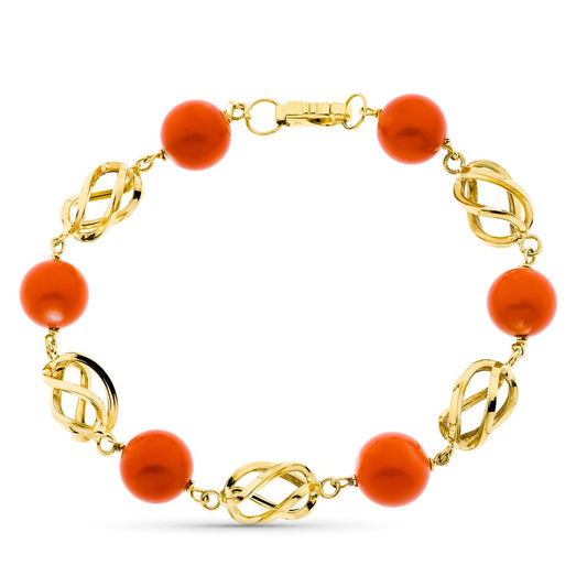 Pulsera Jaulas Coral Fino Japones 9 9,5 mm 19 cm de oro amarillo 18K