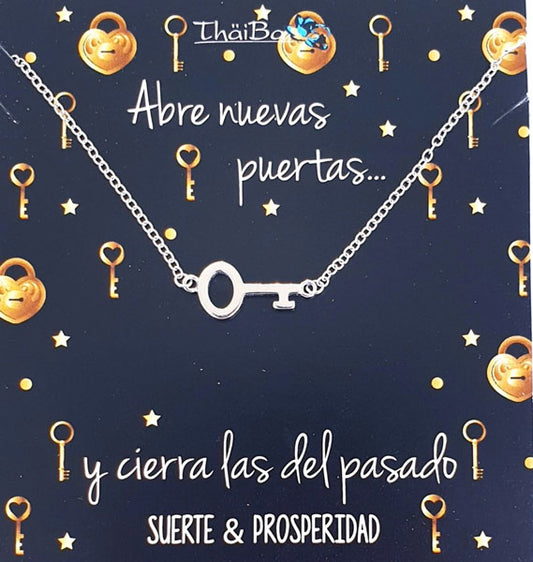 Joyas Con Mensaje - Coll556 Collar Llave Suerte - Senora