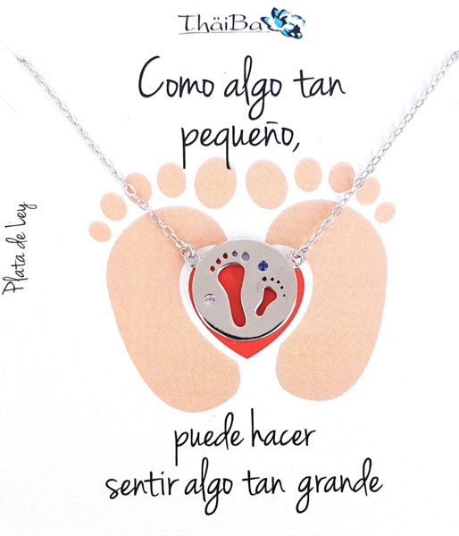 Joyas Con Mensaje - Coll593 Collar Plata Pie Mama - Senora