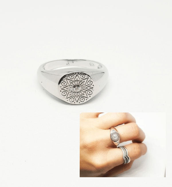 Anillos De Plata - An1233 Anillo Sello Boho - Senora