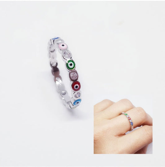Anillos De Plata - An1221 Anillo Ojos Turcos - Senora