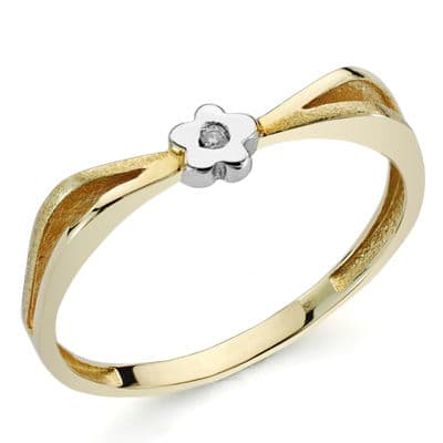 18K SORTIJA ORO BICOLOR CON DIAMANTE NATURAL 0.010 QTS. ANCHO: 4MM