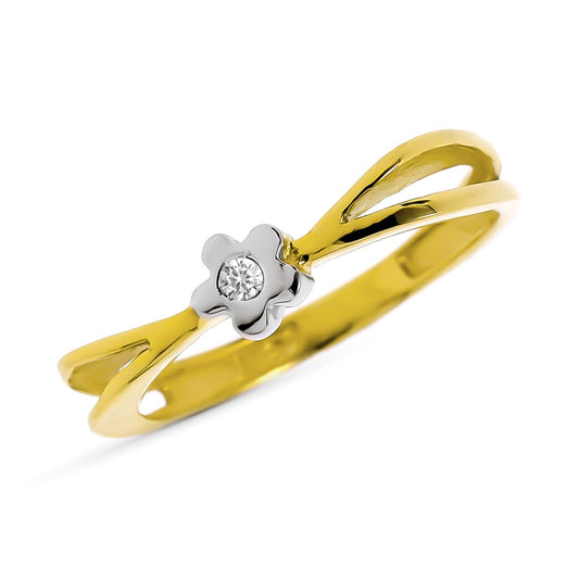 18K SORTIJA ORO BICOLOR CON BRILLANTE