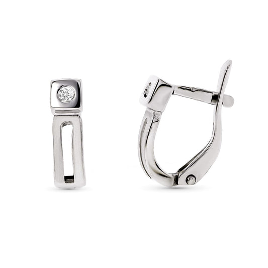 18K PENDIENTES ORO BLANCO CON DIAMANTES NATURALES. CIERRE CATALAN