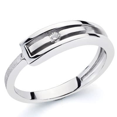 18K SORTIJA ORO BLANCO Y DIAMANTE NATURAL 0.046 QTS.