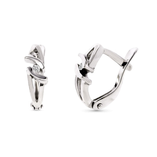 Pendientes Niña con Diamantes Naturales. de oro blanco 18K