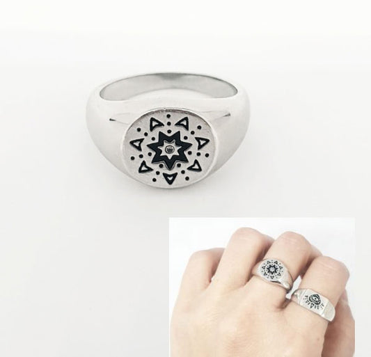 Anillos De Plata - An1235 Anillo Sello Bohemian - Senora