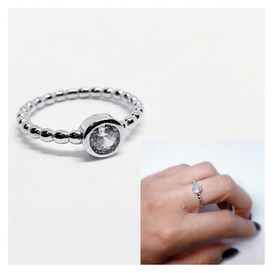 Anillos De Plata - An1223 Punto De Luz Circonitas - Senora