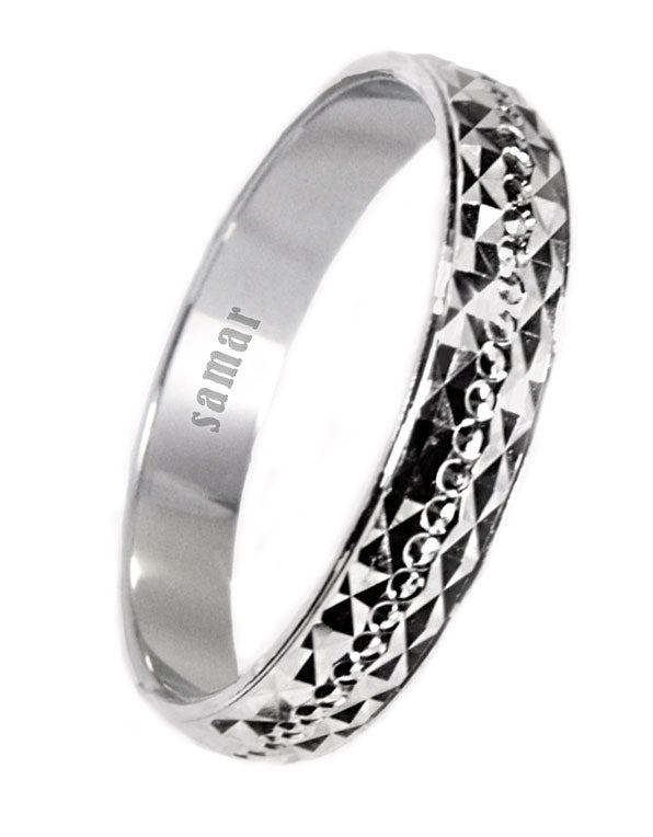 Alianzas Plata - 1011Sg Tallada Plana 4 Mm - Unisex